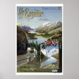 Poster Vintage ferroviaire Engadin Suisse
