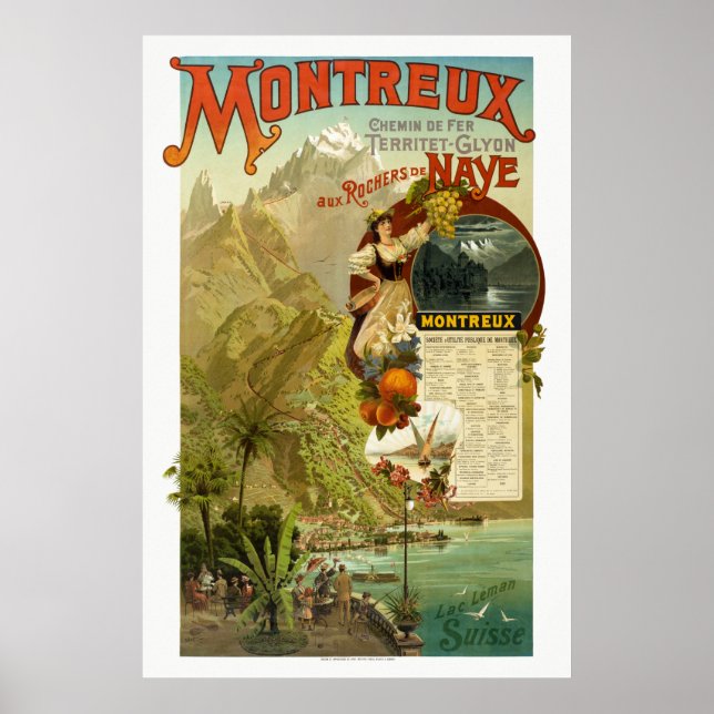 Poster Vintage ferroviaire Montreux Suisse (Devant)