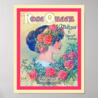 Vintage feuille de musique Rose Queen Waltzes couv