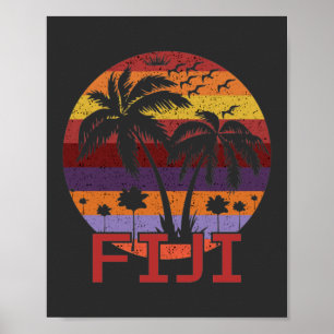 Poster Vintage Fiji Summer Beach Travel