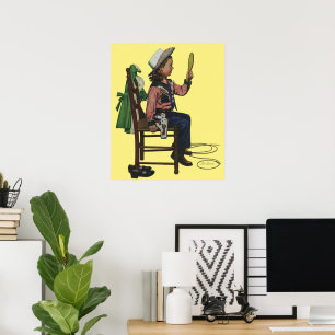 Poster Vintage fille Cowgirl à l'air miroir Elle est si v