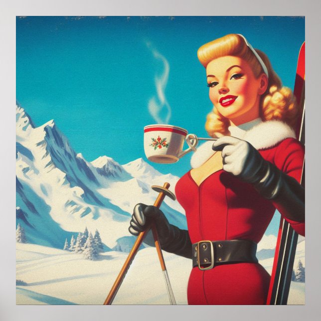 Poster Vintage fille d'hiver (Devant)