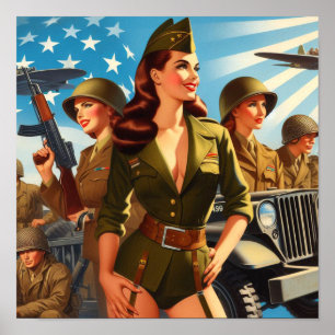 Poster Vintage fille militaire