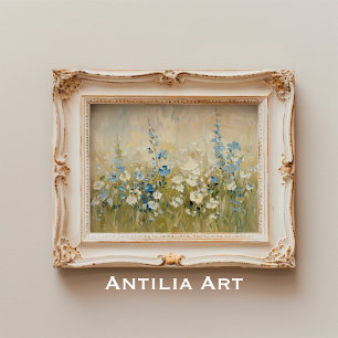 Poster Vintage Fleur sauvage Peinture de prairie Champ de