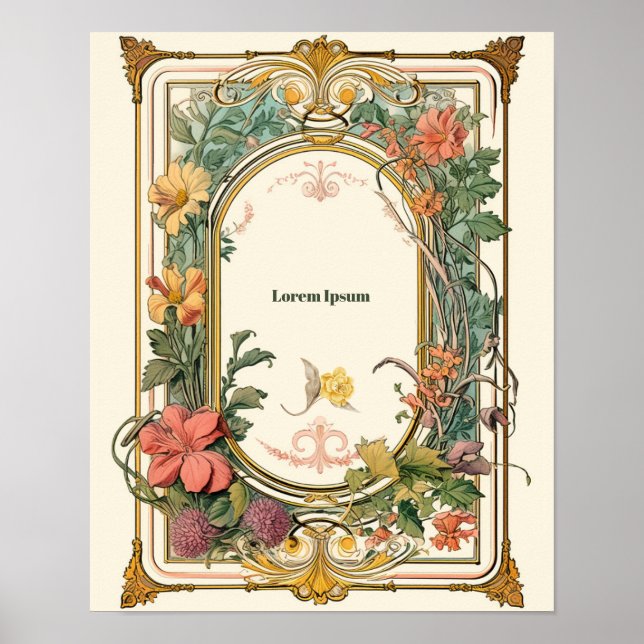 Poster Vintage Floral Art Nouveau (Devant)