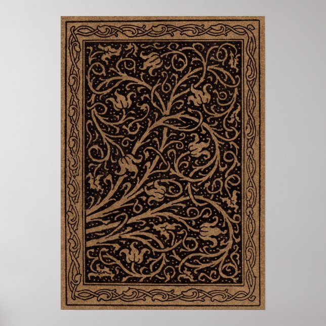 Poster Vintage Floral Brown (Devant)