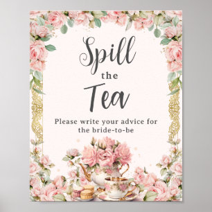 Poster Vintage Floral High Tea Party déverser le thé