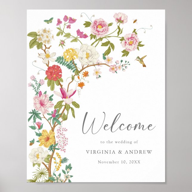 Poster vintage Floral Mariage (Devant)