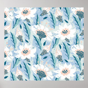 Poster Vintage floral peint à la main