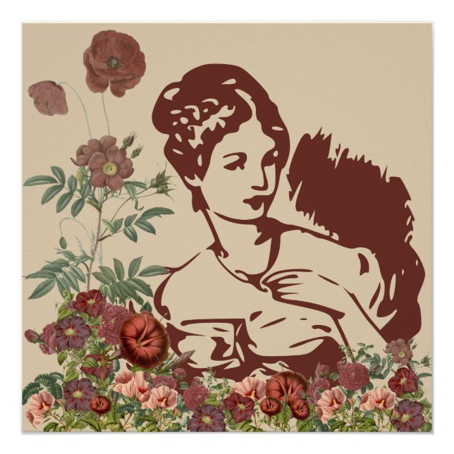 Poster Vintage Floral Woman (Devant)