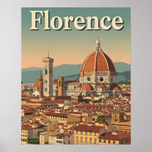 Poster Vintage Florence Travel : Retro Italie