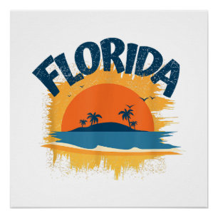 Poster Vintage Florida Retro Tee Design Sunshine