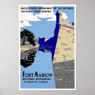 Poster Vintage Fort Marion National Monument Imprimer
