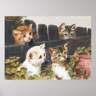 Poster vintage "Four Kittens"