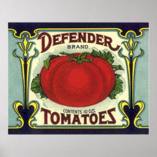 Poster Vintage Fruit Crate Étiquette Art, Defender Tomat