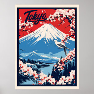 Poster Vintage Fuji, Japon Voyage