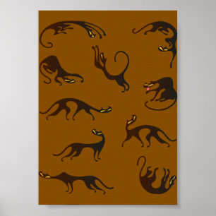 Poster Vintage Funny Chat Brown Kitten noir