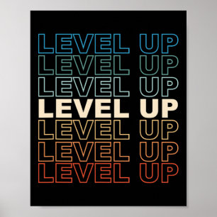 Poster Vintage Gamer Niveau Up Vidéo Jeu Lover Retro Gami