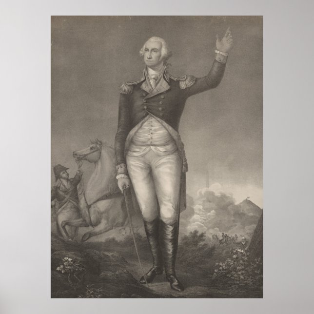 Poster Vintage George Washington Portrait (1854) (Devant)