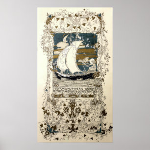 Poster Vintage Girl In Sailboat par Jessie Marion King