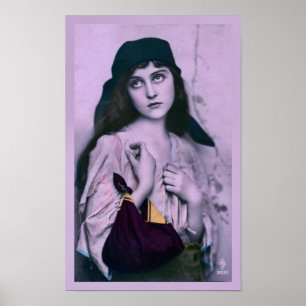 Poster Vintage gitane en violet