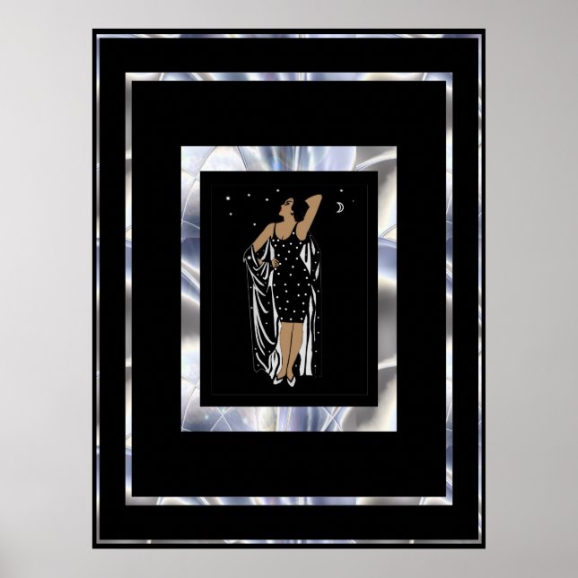 Poster Vintage Glamor Girl Black Silver Frame (Front)