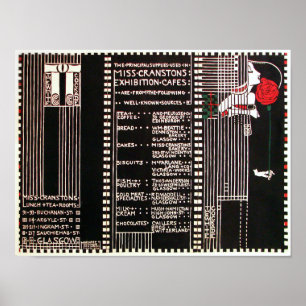Poster Vintage Glasgow School style Menu par M. Mackintos