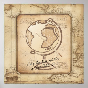 Poster Vintage Globe. Géographie et histoire Cadeau de l'