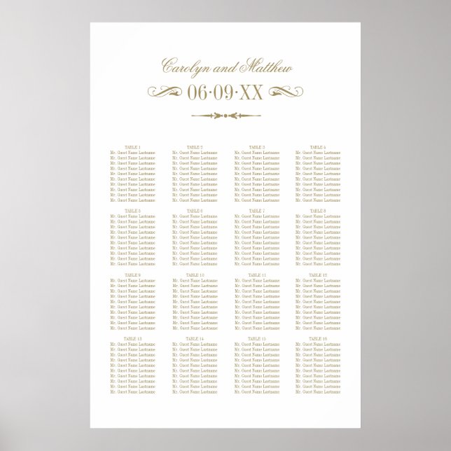 Poster Vintage Gold Flourish Mariage Siège (Devant)