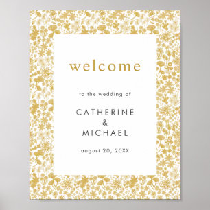 Poster Vintage Golden Ditzy Floral Mariage