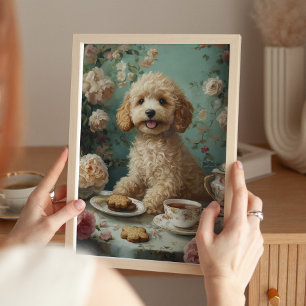 Poster Vintage Goldendoodle Chien Cottagecore Tea Art Imp