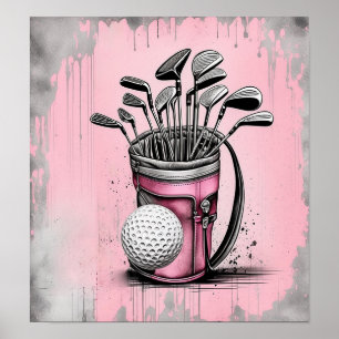 Poster Vintage Golf Clubs Art Imprimer