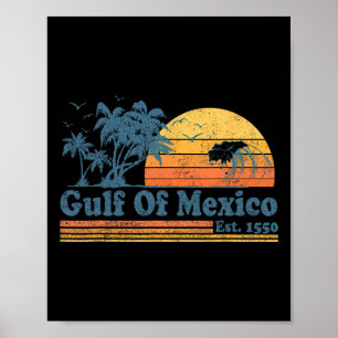 Poster Vintage Golfe Du Mexique Est 1550 Retro Beach Suns