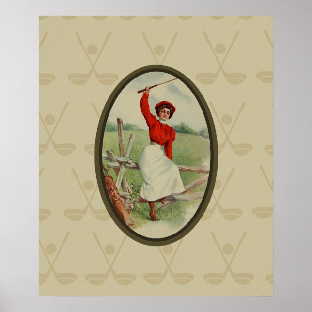 Poster Vintage Golfing Lady Art (deux) (Devant)
