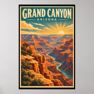 Poster Vintage Grand Canyon National Park Art de Voyage 