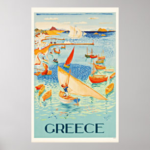 Poster Vintage Grèce Maritime Voyage Art Imprimer