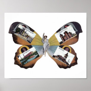 Poster Vintage Greenville South Carolina Fairy Lady art