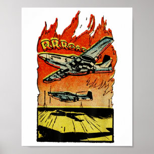 Poster Vintage Guerre Mondiale 2 Mustang Fighter - P-51 M