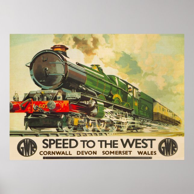 Poster vintage GWR British Railway Travel (Devant)