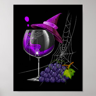 Poster Vintage Halloween Pamplemousse Vin Vin Verre Ha