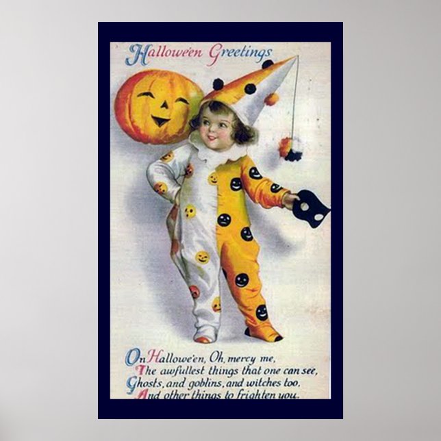 Poster Vintage Halloween Salutations Imprimer (Devant)