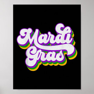 Poster Vintage Happy Mardi Gras perles Masquerade Costume