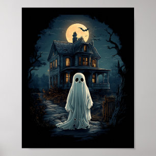 Poster Vintage Haunted House Midnight Éffrayant Fantôme e