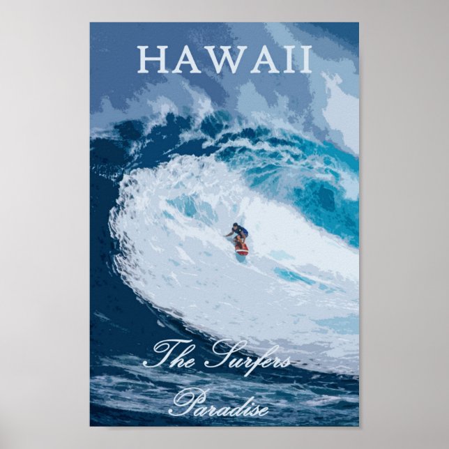 Poster vintage Hawaii Surfer Travel (Devant)