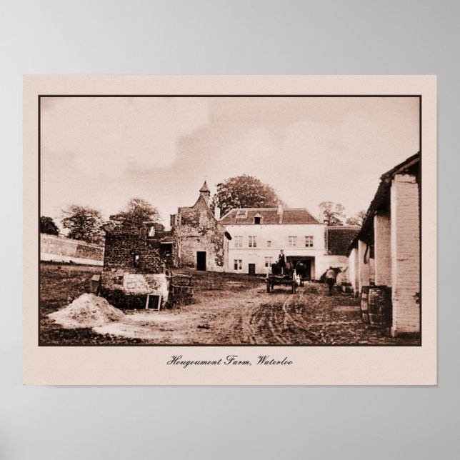 Poster vintage Hougoumont Farm, Waterloo (petit) (Devant)