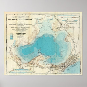 Poster Vintage Hydrographic Map Lake Mendota