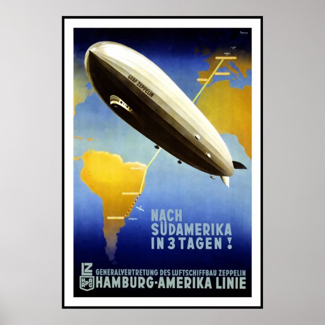 Poster vintage Imprimer Hamburg Amercia AirShip (Devant)