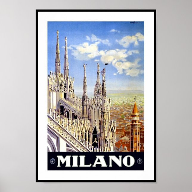 Poster vintage Imprimer Milano Milan Italie (Devant)