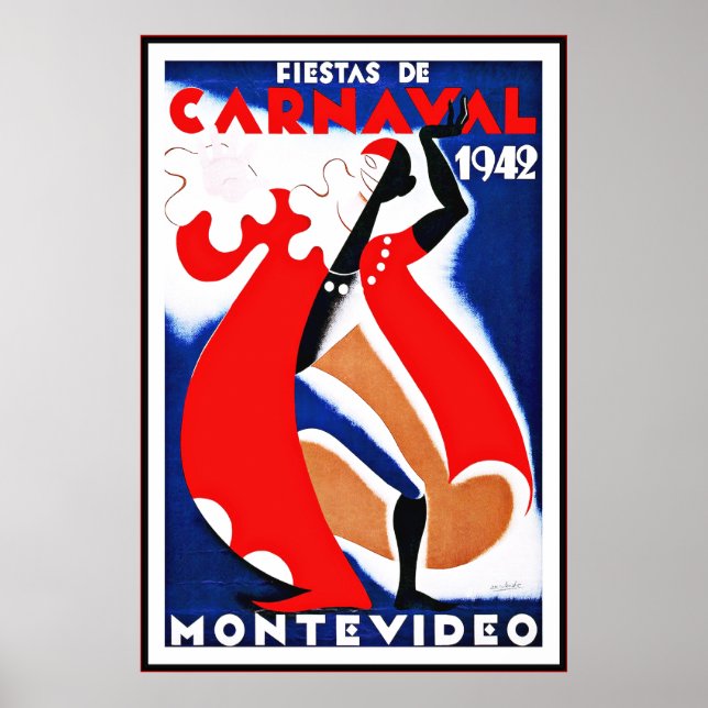 Poster vintage Imprimer Montevideo Uruguay Fiestas (Devant)