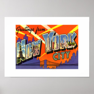 Poster Vintage Imprimer Salutations New York City